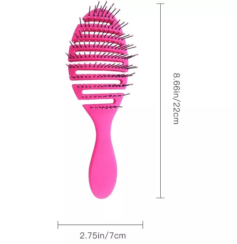 Hollow Curvature Hair Brush Anti-Static Smooth Hair Styling Combs Leaf Shape Coil Head Massage Comb