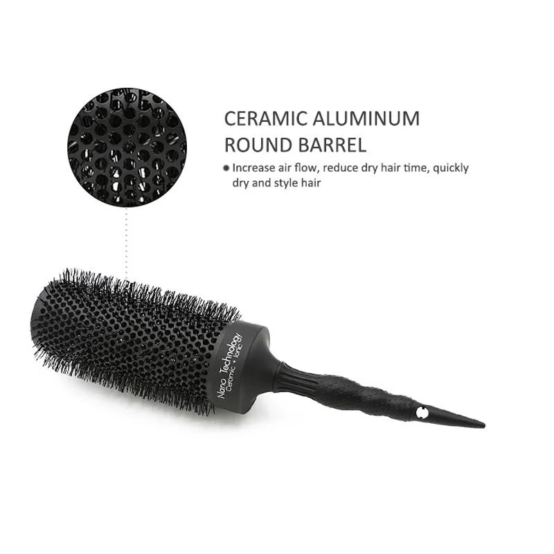 Long Barrel Salon Heat-Resistant Nano Technology Brush Round Ceramic Aluminium Hair Brush