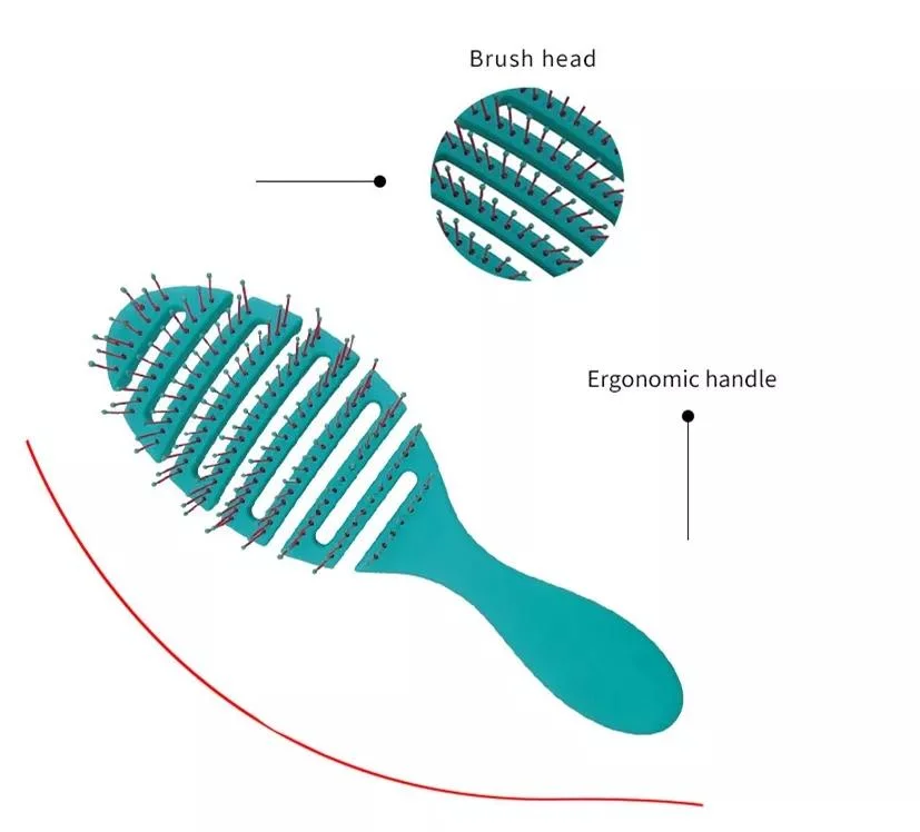 Hollow Curvature Hair Brush Anti-Static Smooth Hair Styling Combs Leaf Shape Coil Head Massage Comb