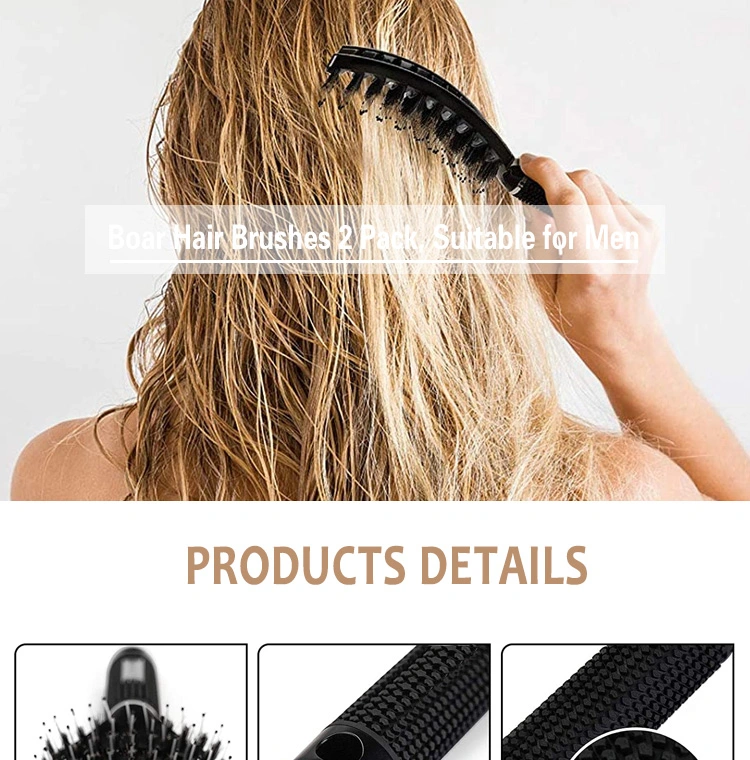 Curved Vented Boar Bristle Hair Brushes Fast Dry Detangling Styling