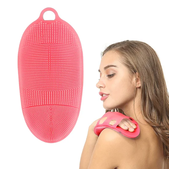 Realizzato al 100% in silicone alimentare.  Nuovo con scrubber a sfera per il corpo con gancio, cintura per scrubber in silicone, spazzola per doccia per bagnetto, spazzola da bagno