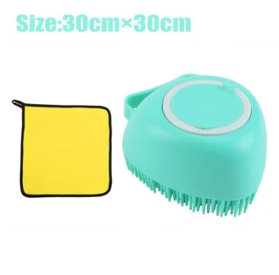 2022 Blu Pet Shampoo Massaggiatore Scrubber Doccia Spazzola per capelli in silicone Multifunzione Pet Silicone Morbido Toelettatura Spazzola rotonda con piccolo asciugamano